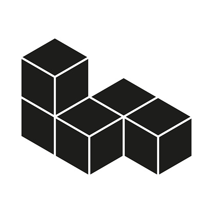 3D cube, square icon. Vector illustration. EPS 10. Stock image.