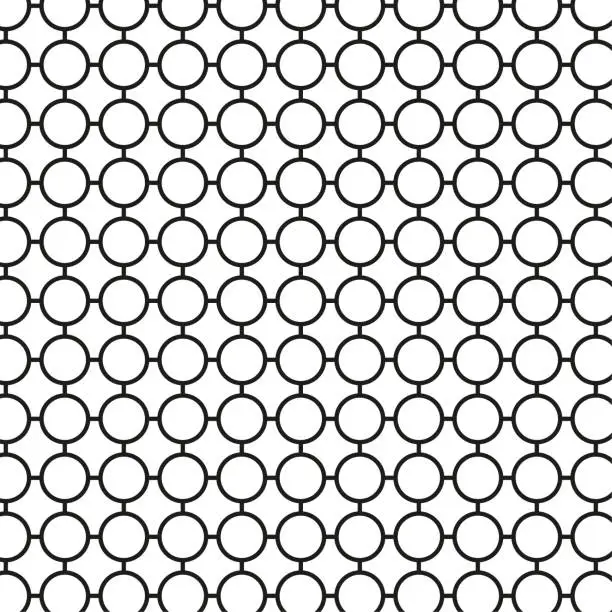 Vector illustration of Cellular pattern with connected circles. Reticulated grid, mesh of circles. Vector illustration. EPS 10.