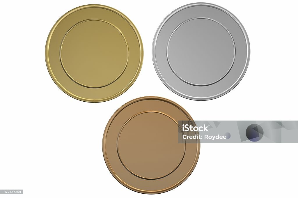 Oro argento e bronzo bianco/monete e medaglie - Foto stock royalty-free di Moneta