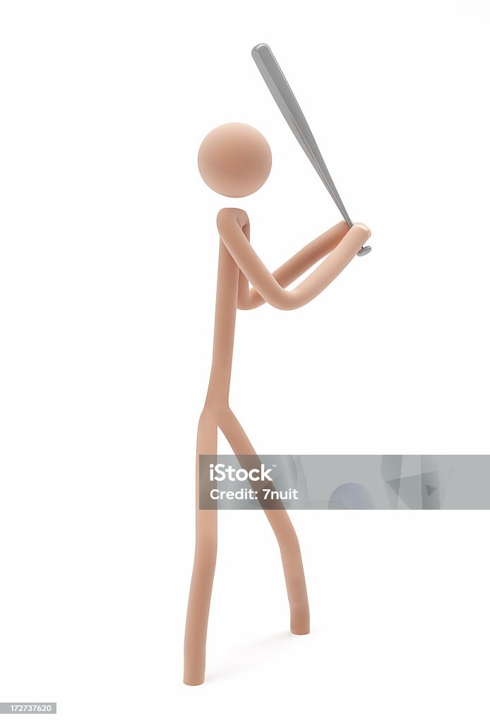 3D Stick-man playing Baseball Full 3D render of a stick-man who playing Baseball Adult Stock Photo