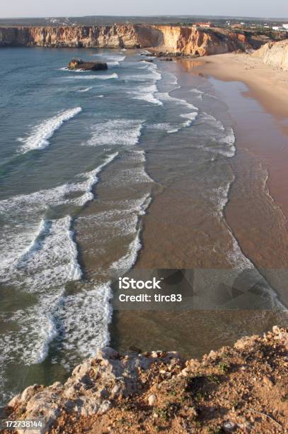 Portugese Beach Scene Breakers Stock Photo - Download Image Now - Algarve, Beach, Cliff