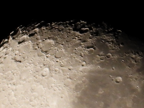 A closeup of the moon showing some of its craters