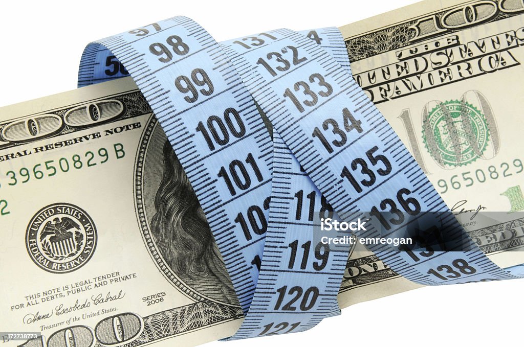 Dollar measuring Bank Account Stock Photo
