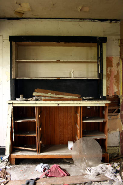 istock Cabinet shelves with religious icon in abandoned home 172738898