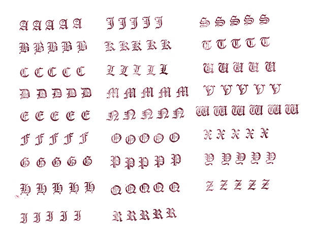 Old letterpress uppercase alphabets - A to Z stock photo