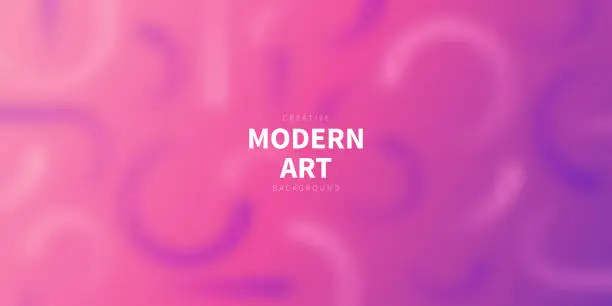 Vector illustration of Abstract blurred design with geometric shapes - Trendy Pink Gradient