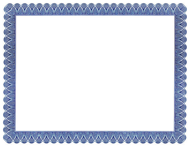 Certificate Frame Scan of an actual blank certificate with elegant border. voucher stock pictures, royalty-free photos & images