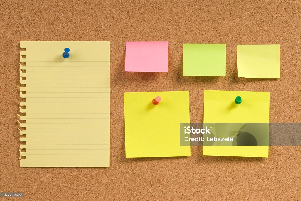 Corkboard with Notepapers Adhesive Note Stock Photo