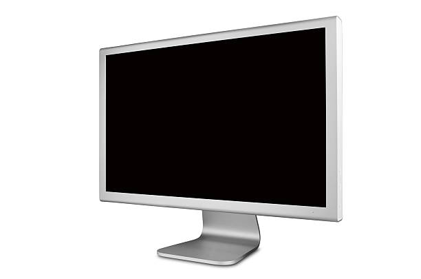 Monitor isolated with clipping path Left side view of computer monitor -isolated with clipping path - on white background. wide screen stock pictures, royalty-free photos & images