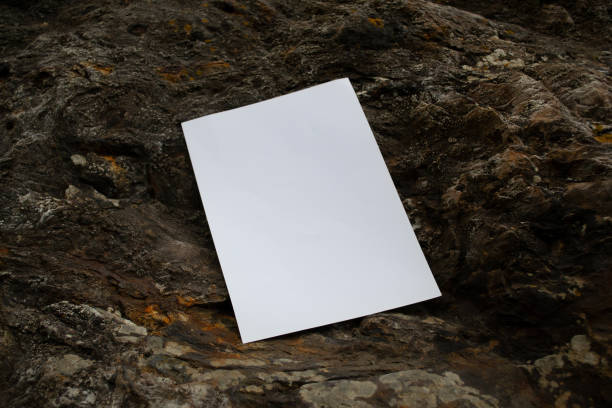 istock Layout of a poster on a stone brown background. White blank with space for text or design 1727410009