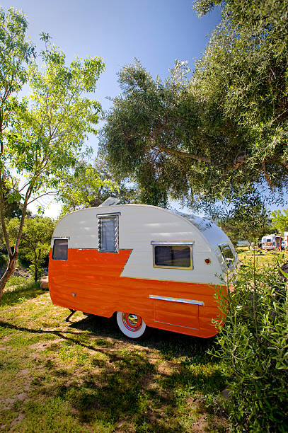 Antique Travel Trailer stock photo