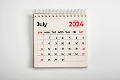 July 2024. One page of annual business monthly calendar on white background. reminder, business planning, appointment meeting and event