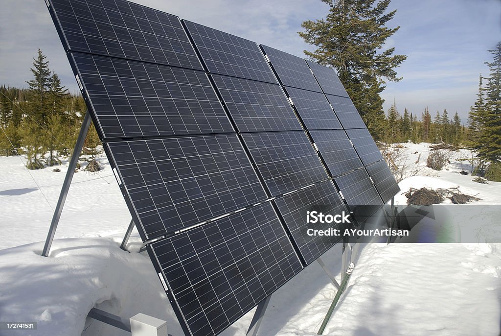 solar honeycomb Solar Panal in the snow. Snow Stock Photo