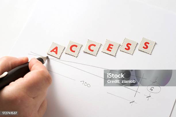 Hand Drawing An Accessible Ramp The Word Access Stock Photo - Download Image Now - Design, Plan - Document, Wheelchair Ramp