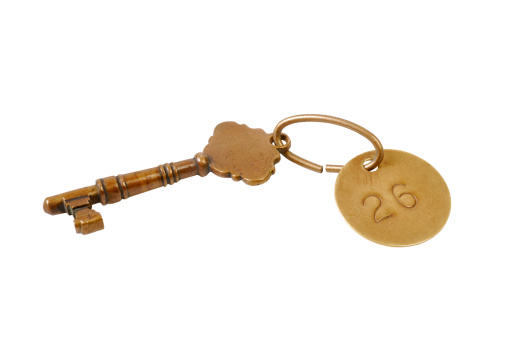 Skeleton key with room number.Includes clipping path.