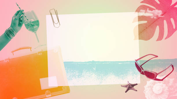 Summer vacations at the beach vintage collage