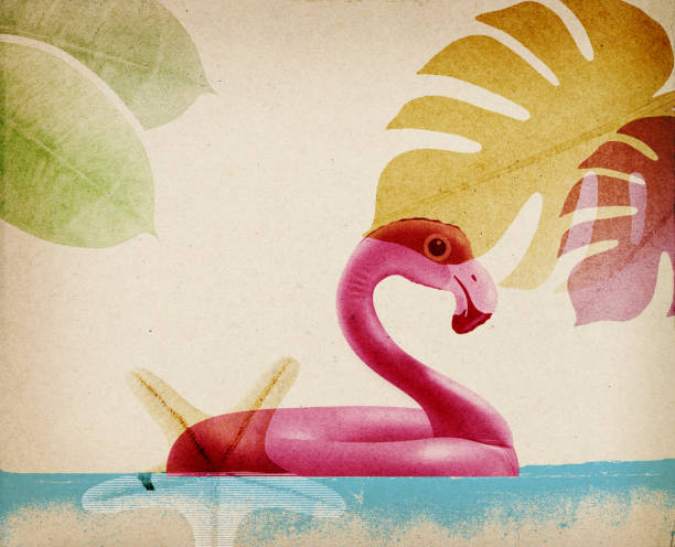 istock Summer vacations collage with inflatable flamingo 1727430047