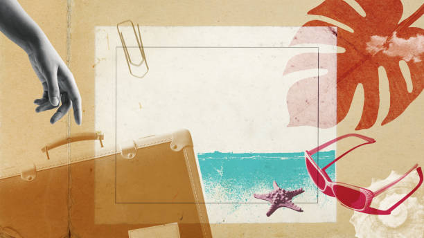 Summer vacations at the beach vintage collage