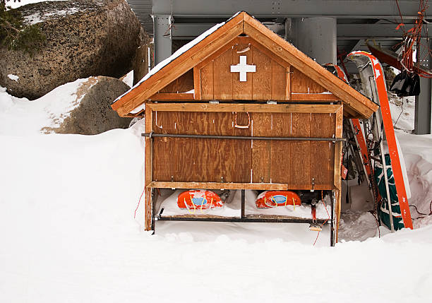 Basket House Ski Patrol wooden shed with baskets ski patrol photos stock pictures, royalty-free photos & images