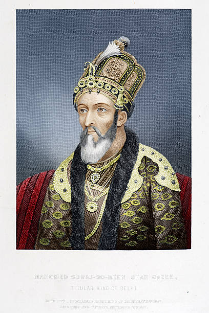 suraj-oo-deen mahomed shah gazee - crown king illustration and painting engraving stock-grafiken, -clipart, -cartoons und -symbole