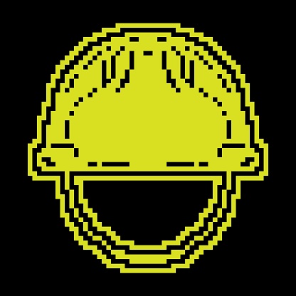Construction helmet Pixel silhouette icon. Protective uniform ofworker inhazardous production. Labor Day May 1st. Black and yellow vector