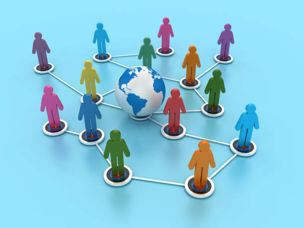 istock Pictogram People Teamwork with Globe World Map 1727444774