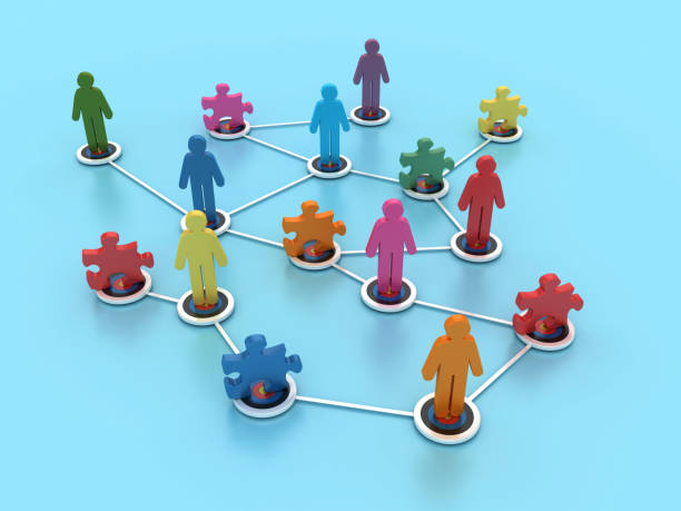 istock Pictogram People Teamwork with Puzzle on Target 1727445287