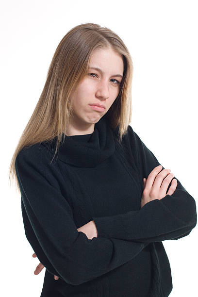 istock Angry Woman Arms Folded Looking at Camera Isolated White Background 172744550