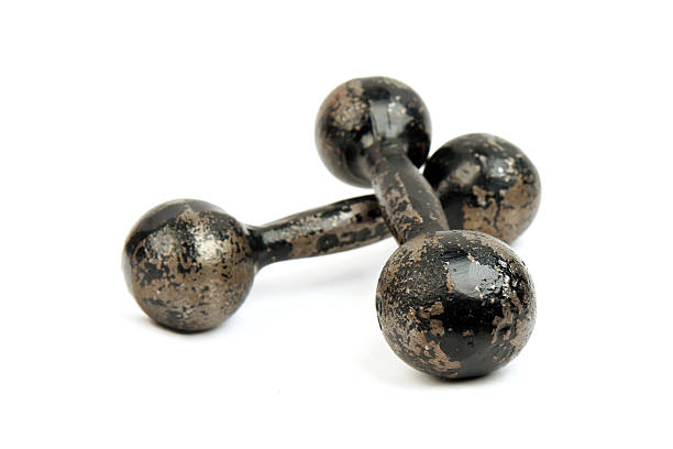 old dumbells stock photo