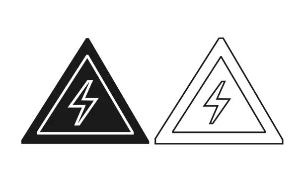 Vector illustration of Electrical hazard sign. High voltage danger symbol.
Electricity, Power Line, Danger, Warning Sign, Icon
