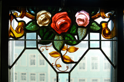 roses in stained glass