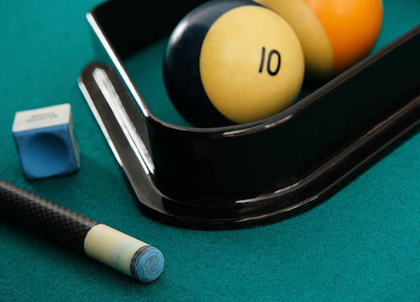 istock Billiards Pool Hall Close-Up Cue Chalk Rack Balls 172745207