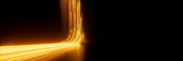 istock 3d rendering, abstract neon background. Modern wallpaper with glowing gold vertical lines 1727453678