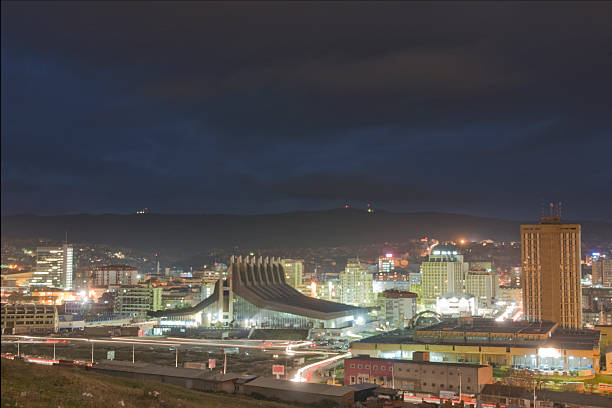 Downtown Pristina, Kosovo at night. This photo is perfect for cropping/zooming closer!