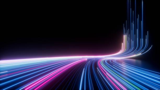 istock 3d rendering, abstract neon background. Curvy colorful glowing lines, futuristic minimalist wallpaper 1727455352
