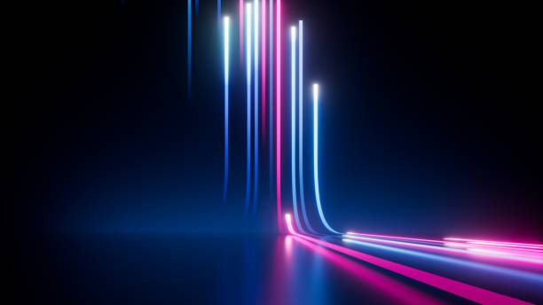 istock 3d rendering, abstract neon background. Modern wallpaper with glowing vertical lines 1727455881