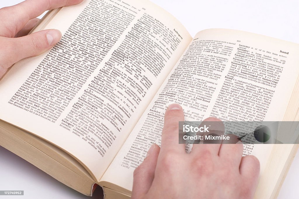 Student Mano señalando en una palabra - Foto de stock de Diccionario libre de derechos