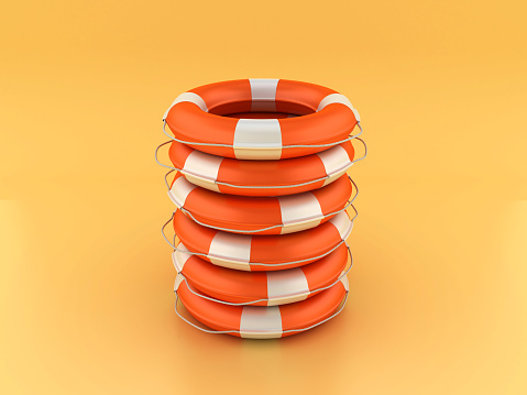 Life Belt Pile - Color Background - 3D Rendering