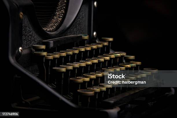 1930s Typewriter Stock Photo - Download Image Now - 1930-1939, Antique, Black Background