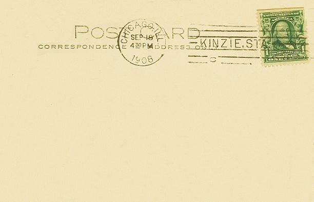 istock Old Postcard Back Chicago1908 Kinzie Station Postmark 172747250