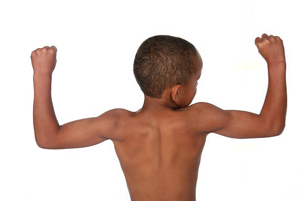 少年、筋肉 - flexing muscles child little boys bicep ストックフォトと画像
