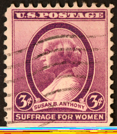 postage stamp honoring Susan B. Anthony, crusader for the right of women to vote.