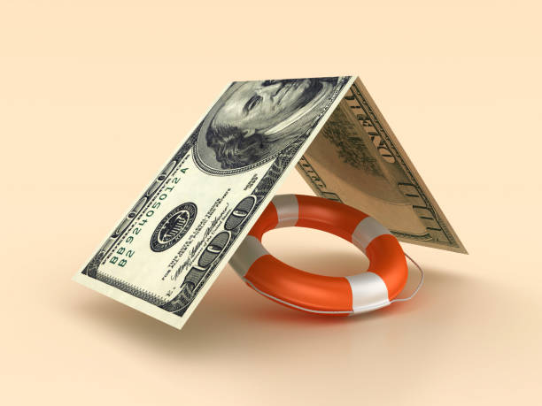 istock Life Belt with Dollar Bill Roof 1727477437