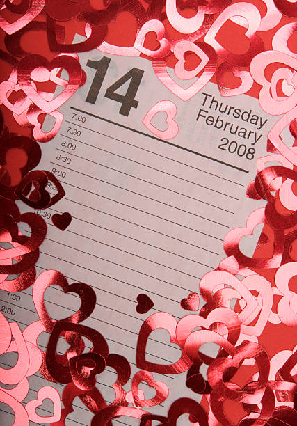 istock Valentine's Day Calendar Page with Shiny Hearts 172748527