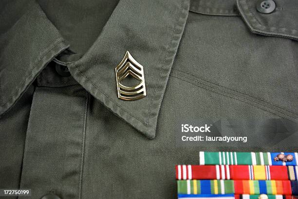 Master Sergeant Insignia With Ribbons Stock Photo - Download Image Now - Achievement, Armed Forces, Armed Forces Rank