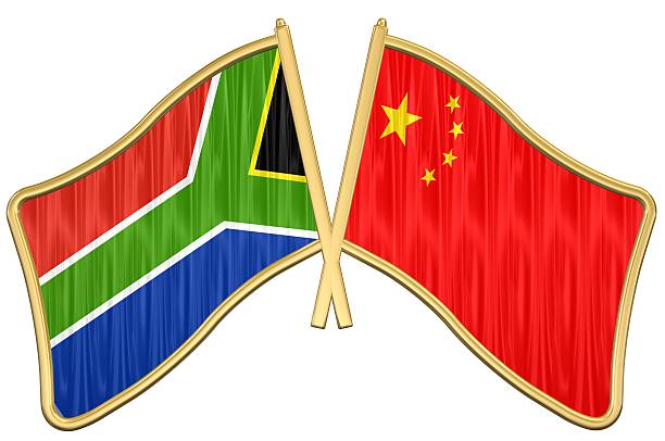 South Africa China Friendship Flag Pin stock photo