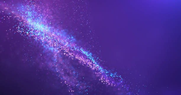Blue And Purple Particles - Abstract Background With Copy Space - Neon Colored Design