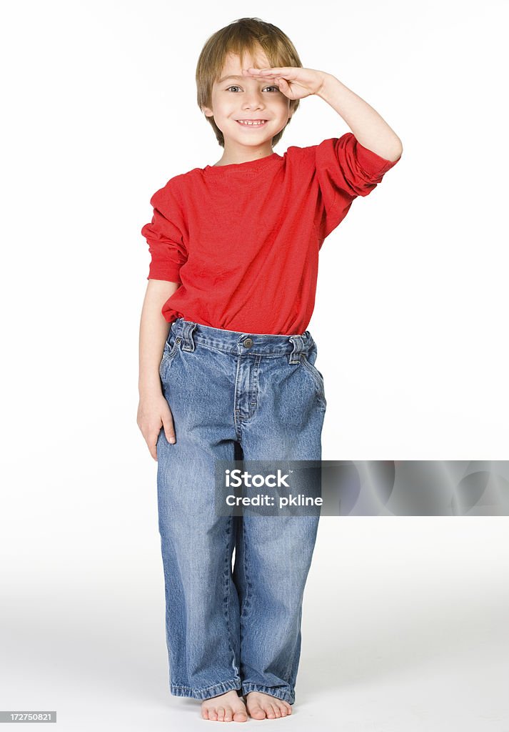 Mały chłopiec salutes - Zbiór zdjęć royalty-free (Dziecko)