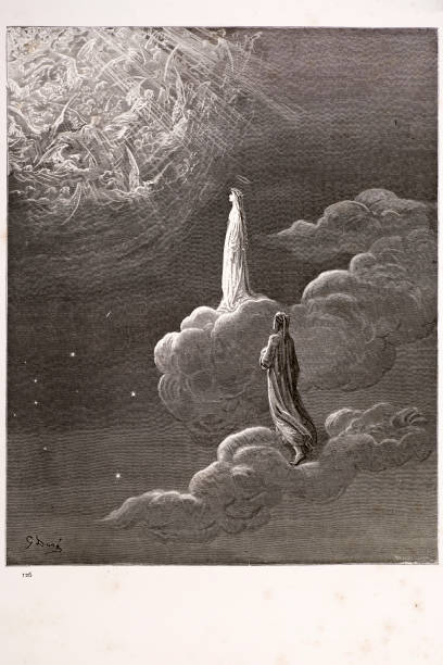 beatrice i dante - penitente people stock illustrations