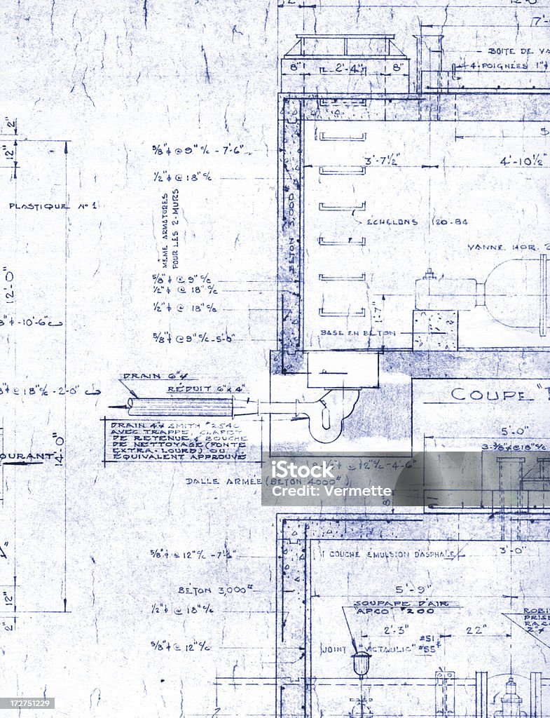 Papier Technische Zeichnung - Lizenzfrei Architektur Stock-Foto